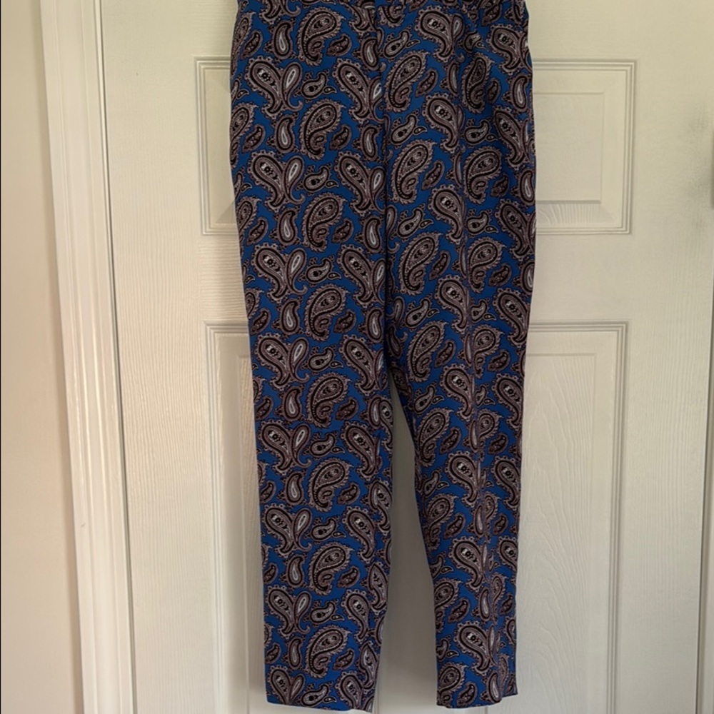 Banana Republic Blue Paisley Ankle Pants